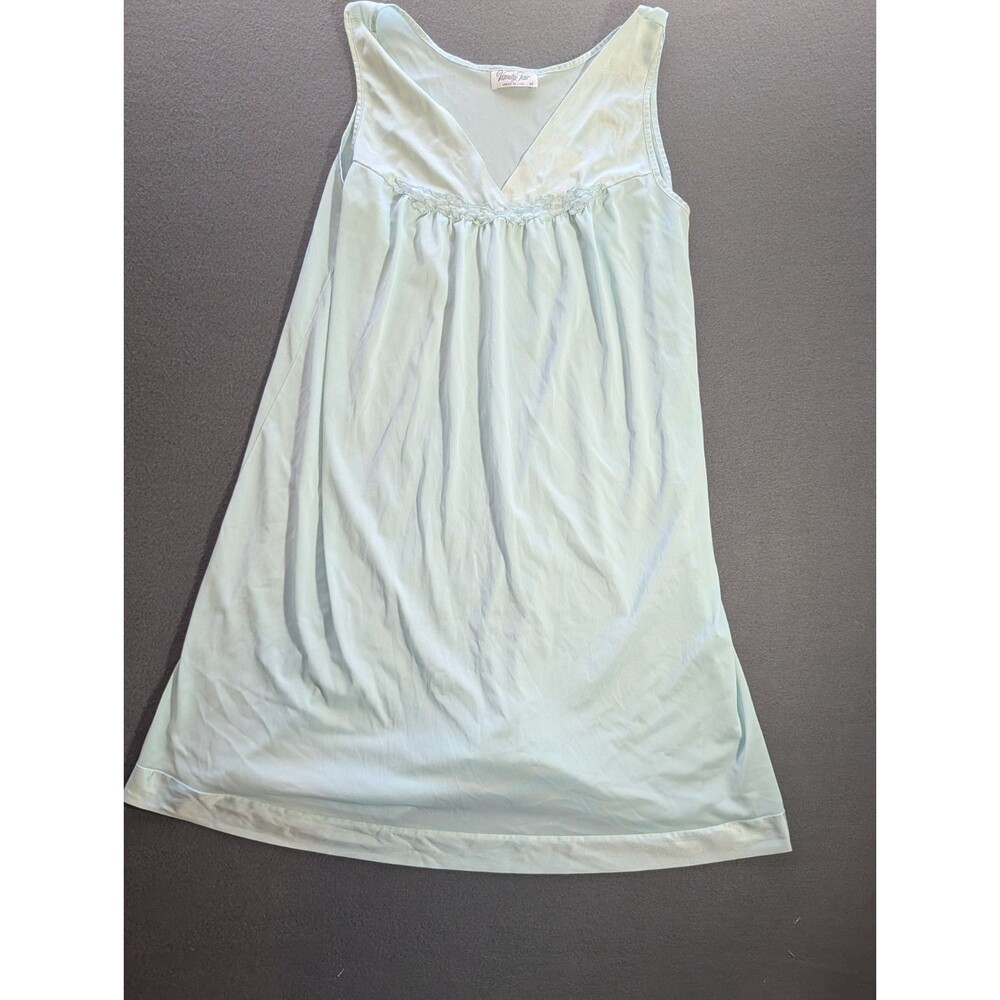 Vintage Vanity Fair Womens Medium  Nightgown Lace Trim Sleeveless Made in USA